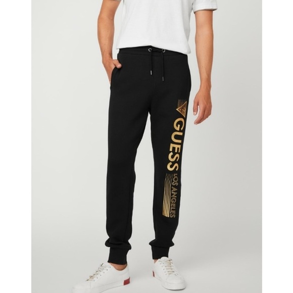 New GUESS Darren Gold Logo Jogger SZ S - Picture 1 of 4